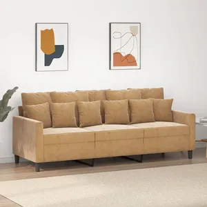 vidaXL Canapé à 3 places Marron 180 cm Velours pas cher