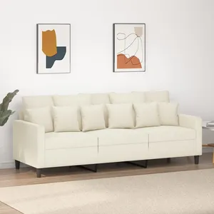 Vidaxl - Canapé à 3 places Crème 180 cm Velours Crème pas cher