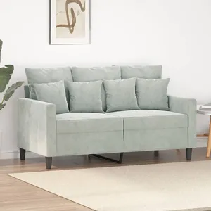 vidaXL Canapé à 2 places Gris clair 120 cm Velours pas cher
