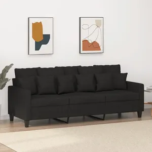 vidaXL Canapé à 3 places Noir 180 cm Tissu pas cher