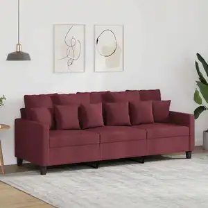 vidaXL Canapé à 3 places Rouge bordeaux 180 cm Tissu pas cher