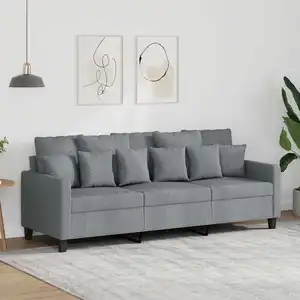 vidaXL Canapé à 3 places Gris clair 180 cm Tissu pas cher