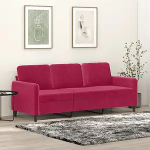 vidaXL Canapé à 3 places Rouge bordeaux 180 cm Velours pas cher