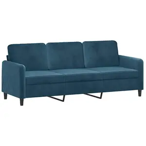 Non communiqué vidaXL Canapé à 3 places Bleu 180 cm Velours