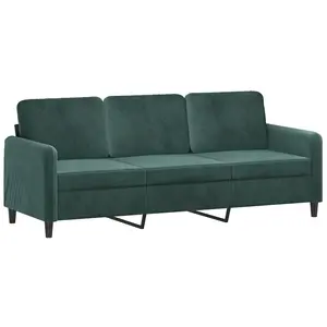 vidaXL Canapé à 3 places Vert foncé 180 cm Velours pas cher