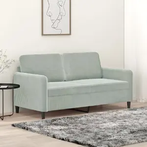 vidaXL Canapé à 2 places Gris clair 140 cm Velours pas cher
