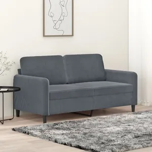 vidaXL Canapé à 2 places Gris foncé 140 cm Velours pas cher