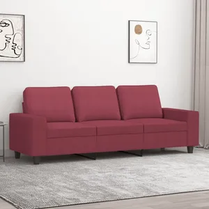 vidaXL Canapé à 3 places Rouge bordeaux 180 cm Tissu pas cher