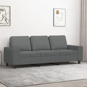 vidaXL Canapé à 3 places Gris foncé 180 cm Tissu pas cher