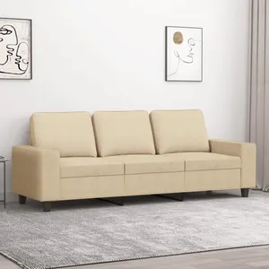 vidaXL Canapé à 3 places Crème 180 cm Tissu pas cher