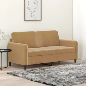 vidaXL Canapé à 2 places Marron 140 cm Velours pas cher