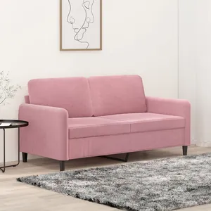 vidaXL Canapé à 2 places Rose 140 cm Velours pas cher