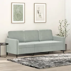 vidaXL Canapé à 3 places Gris clair 180 cm Velours pas cher