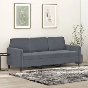 vidaXL Canapé à 3 places Gris foncé 180 cm Velours pas cher