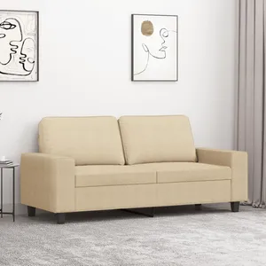 vidaXL Canapé à 2 places Crème 140 cm Tissu pas cher