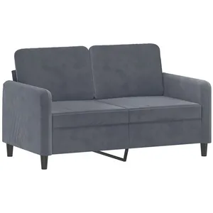 vidaXL Canapé à 2 places Gris foncé 120 cm Velours pas cher