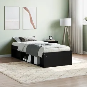 vidaXL Vidaxl Cadre De Lit Sans Matelas Noir 75x190 Cm pas cher