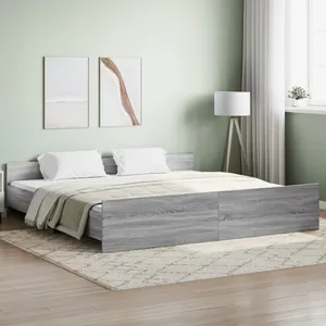 vidaXL Bedframe met hoofd- en voeteneinde grijs sonoma 200x200 cm3203738 pas cher