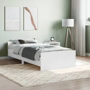 vidaXL Cadre de lit blanc 90x200 cm bois d'ingénierie pas cher