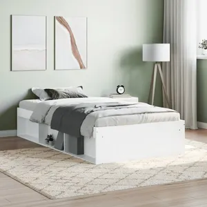 vidaXL Cadre de lit blanc 90x190 cm pas cher
