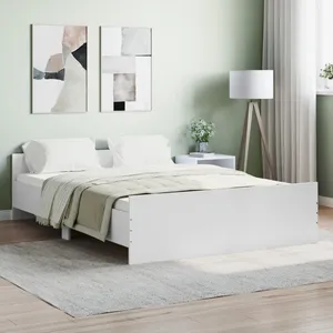 vidaXL Cadre de lit avec tête de lit/pied de lit blanc 140x190 cm pas cher