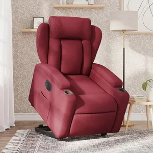 vidaXL Fauteuil inclinable électrique rouge bordeaux tissu