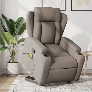 vidaXL Fauteuil inclinable de massage Taupe Tissu pas cher