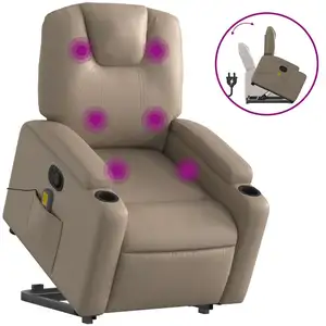 vidaXL Fauteuil inclinable de massage Cappuccino Similicuir pas cher