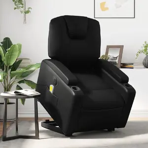 vidaXL Fauteuil inclinable de massage électrique noir similicuir pas cher