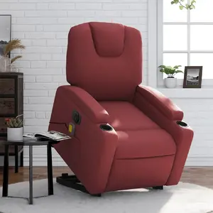 vidaXL Fauteuil inclinable de massage électrique rouge bordeaux pas cher