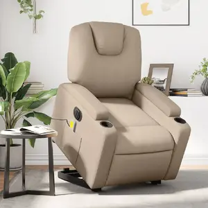 vidaXL Fauteuil inclinable de massage électrique cappuccino similicuir pas cher