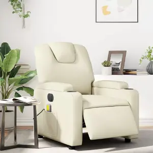 vidaXL Fauteuil de massage inclinable électrique crème similicuir pas cher