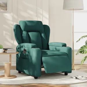 vidaXL Fauteuil inclinable électrique Vert foncé Tissu pas cher