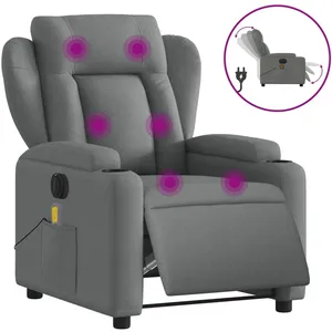 vidaXL Fauteuil inclinable de massage électrique gris foncé tissu pas cher