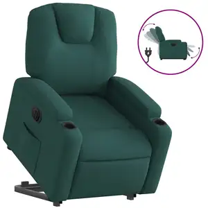 Comparateur de prix : vidaXL Fauteuil inclinable électrique vert foncé tissu