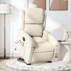 Comparateur de prix : vidaXL Fauteuil inclinable de massage électrique crème velours