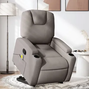 vidaXL Fauteuil inclinable de massage Taupe Tissu pas cher