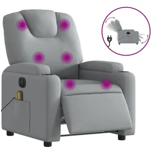 vidaXL Fauteuil de massage inclinable électrique gris clair tissu pas cher