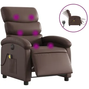 vidaXL Fauteuil de massage inclinable électrique marron similicuir pas cher
