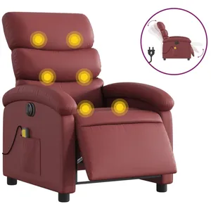 vidaXL Fauteuil de massage inclinable électrique rouge bordeaux pas cher