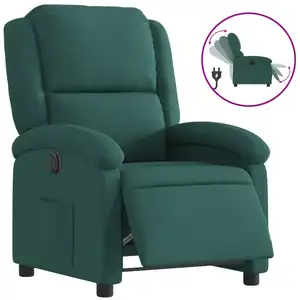 vidaXL Fauteuil inclinable électrique Vert foncé Tissu pas cher
