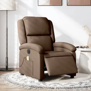 Comparateur de prix : vidaXL Fauteuil inclinable de massage électrique marron tissu