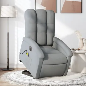 vidaXL Fauteuil inclinable de massage électrique Gris clair Tissu pas cher