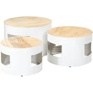 vidaXL Tables de bar forme tambour 3 pcs bois de manguier massif brut pas cher