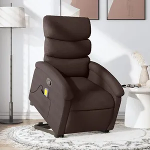 Comparateur de prix : vidaXL Fauteuil inclinable de massage Marron foncé Tissu