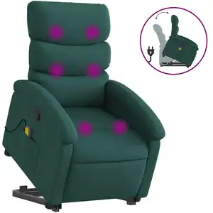 vidaXL Fauteuil inclinable de massage Vert foncé Tissu pas cher
