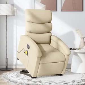 Comparateur de prix : vidaXL Fauteuil inclinable de massage Crème Tissu