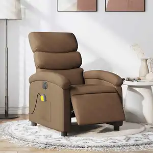 vidaXL Fauteuil inclinable de massage électrique marron tissu pas cher