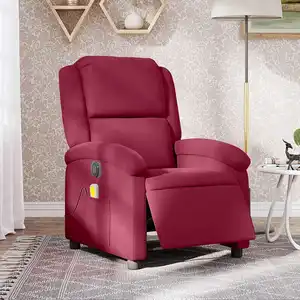 vidaXL Fauteuil inclinable massage électrique rouge bordeaux velours pas cher