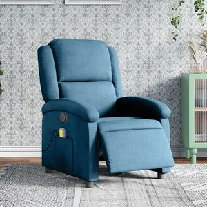 Comparateur de prix : vidaXL Fauteuil inclinable de massage électrique bleu velours